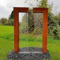 Fontaine d'eau en acier corten rustique personnalisée, grande fontaine d'eau en acier corten pour jardin