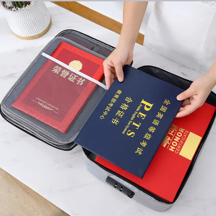 Large Capacity Fireproof Briefcase Waterproof Document Storage Bag Portable iPad Books Wallet Pouch Home Gadgets Organize Tote