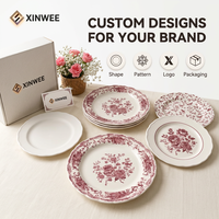 Plato de Cerámica Botánico con Estampado Floral Vintage en Varios Colores para Venta al por Menor, Marca Privada y Compradores Mayoristas