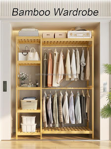 Porte-vêtements mural amovible en bambou Urban <span class=keywords><strong>Flex</strong></span> SYT pour placard, avec barre de suspension et étagère de rangement pour coin de dressing - Product Image 6