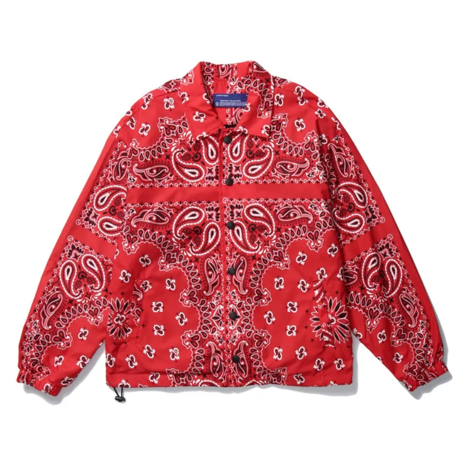 In Bandana Man Jacket Print Paisley 2022 Großhandel Custom Logo Schwarz Rot Stand Casual Bomber jacke North Face Jacke Gestrickt