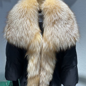 <span class=keywords><strong>Abrigo</strong></span> de invierno informal para mujer con Cuello de piel esponjoso generoso Nuevas tendencias de moda Chaqueta corta de plumón de pato blanco cómodo - Product Image 5