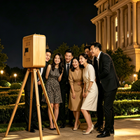 Coque de photomaton en bois pour iPad pour mariage et fête, compatible avec appareil photo reflex numérique et DSLR, avec flight case, impression en libre-service, capacité 15 personnes