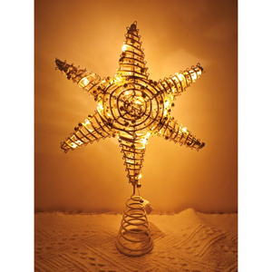 Nuevo diseño Metal Navidad elegante brillo remolino árbol de Navidad Topper con acabado dorado primavera estrella árbol Topper - Product Image 2
