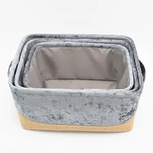 Manufacturer Home 3 sets Flannel storage basket gift storage basket folding sundries storage basket