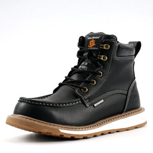 Botas de Cuero de Venta Caliente con Punta de Acero Zapatos de Seguridad Laboral para Hombre Anti-Golpes Resistentes a la Perforación Nuevas Botas de Seguridad Industrial de Moda - Product Image 1
