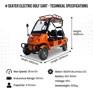 Voiturette de <span class=keywords><strong>golf</strong></span> électrique Q8 4P à basse vitesse 60V80AH avec moteur sans balais, freins à disque sur quatre roues et porte-bagages de toit pour transport familial en villégiature ou villa - Product Image 2