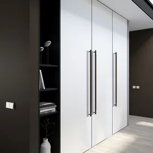Pegangan pintu lemari dapur mewah 128Mm 560Mm 960Mm kustom Per nglie kulit emas hitam dapat disesuaikan