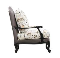 Fauteuil inclinable rembourré de style européen à motif floral, avec repose-pieds, structure en bois massif, fauteuil d'appoint vintage, chaise longue
