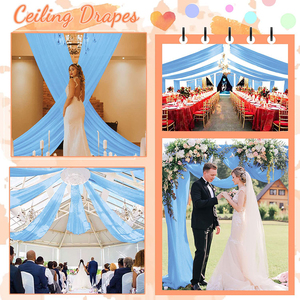 Colorful Modern Tulle Backdrop Drapes <b>Curtains</b> <b>for</b> Weddings & Events Ceiling Draping with Rope Format Hospital Use Approved - Product Image 2