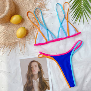 <span class=keywords><strong>Bikini</strong></span> de Dos Piezas con Combinación de Colores Popular, Traje de Baño Brasileño Sexy para Mujer - Product Image 4