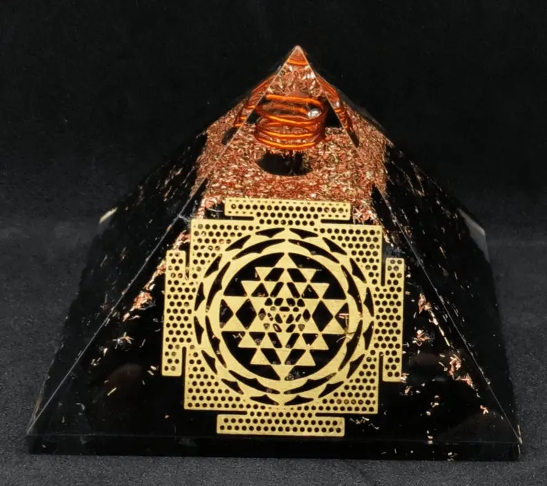 Emf Bescherming Shungite Orgonite Piramide Met Holistische Sri Yantra Symbool Opgeladen Crystal Orgone Organite Apparaat