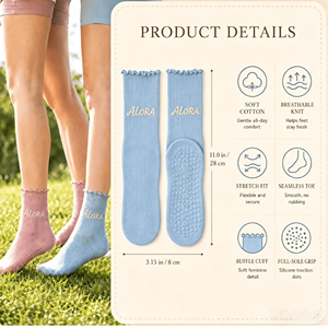 Chaussettes de yoga et de barre antidérapantes <span class=keywords><strong>en</strong></span> coton avec logo personnalisé pour femmes, chaussettes de Pilates personnalisées pour femmes - Product Image 5