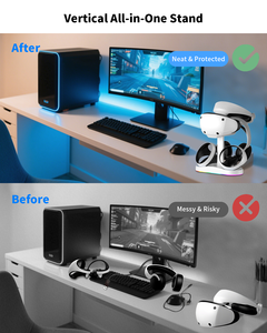 Station de charge pour manettes PS5 VR2 avec support de casque VR et présentoir – Chargeur de manettes PS VR2 pour <span class=keywords><strong>PSVR2</strong></span> - Product Image 5