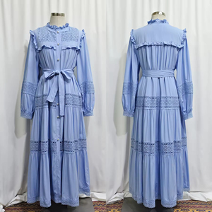 Robes de Ramadan pour femmes musulmanes, pantalons hijab, tenues islamiques, kaftan, robe arabe, abaya, broderie ajourée, élégante, dentelle, patchwork, chemisier, ensemble maxi - Product Image 4