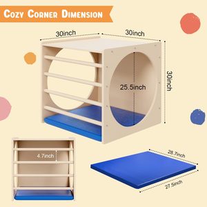 <span class=keywords><strong>Angolo</strong></span> Accogliente per Bambini 30 Pollici, Set di Lettura Montessori in Legno Massiccio con Cuscino, per Asilo Nido e Casa (Finitura Naturale) - Product Image 3