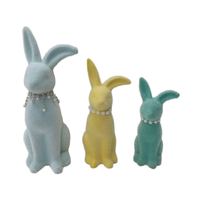 Figurines de lapin de Pâques modernes en céramique avec flocage - Origine CN/FUJ - Accessoires de décoration de table pour l'anniversaire et la maison