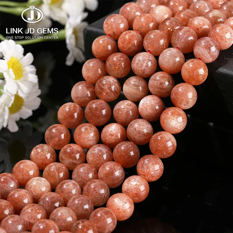 JD Supply 4-10mm Pick Size 5A Natural Gold Sunstone Round Loose Beads Orange Moonstone Beads per la creazione di gioielli