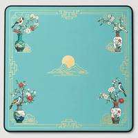 Tapis de mahjong carré de 33 pouces, motif floral rouge et bleu, housse de table de mahjong, tapis de jeu antidérapant pour le divertissement