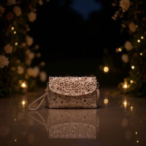 Bolso bandolera con flores y lentejuelas, 17x26,5 cm, para mujer, para fiestas y uso nocturno - Product Image 3