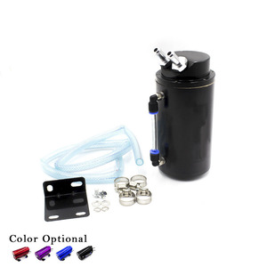 Getitall - Bidón Redondo para Aceite de Coche, Negro, 1 L, Universal, para Modificación de Tubo de Escape, Depósito de Aceite de Motor con Manguera y Abrazaderas - Product Image 1