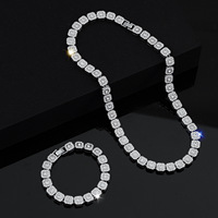 Hip Hop hommes cubain lien chaîne collier et 8 pouces Bracelet bijoux Miami cristal cubain lien chaîne ensemble