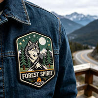 Offre Spéciale : Patchs Brodés d'Extérieur en Gros – Scènes de Forêt et d'Aventure, Appliques en Tissu Motif Loup, Patchs Brodés Personnalisés
