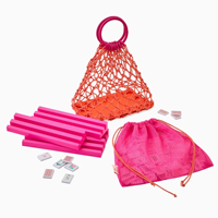 Sac de rangement portable pour Mahjong en gros, idéal pour les voyages, en PVC transparent, avec fermeture éclair de style américain, poignée à franges, multicolore