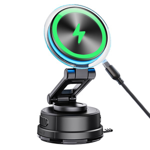 Chargeur de voiture sans fil magnétique pliable 15W PD, support de téléphone à fixation automatique, rotation à 360° pour une charge rapide, grille d'aération, tableau de bord - Product Image 2