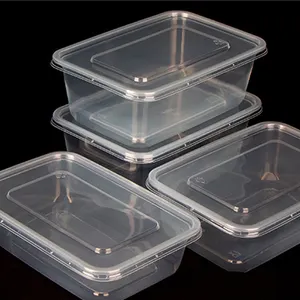 Micro-ondes Alimentaire Paquet Boîte En Plastique Jetable À Emporter Récipient De Nourriture Transparent Alimentaire Sûr PP Carton Carré Moderne Restaurant