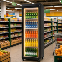 Équipement de réfrigération commerciale à alimentation directe, réfrigérateur vertical à 1 porte avec vitrine en verre pour boissons, pour hôtel