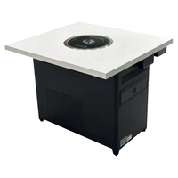 Table de barbecue coréen sans fumée avec plateau en marbre et purification d'air autonettoyante, sans conduit d'évacuation requis, usage commercial