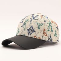 Gorra de béisbol de panel de PU, estilo europeo-americano, de lujo ligero, con visera curva, moderna, ajustable, unisex, informal, con logotipo personalizado, estampado de leopardo y frutas