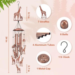 Giraffe Wind Chimes Outdoor Giraffe Gifts for Women/Men/Mom/<b>Wife</b>/Grandma Birthday Gifts Memorial Gift Metal WindChime - Product Image 2