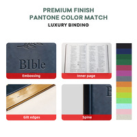 Bible en cuir PU personnalisée avec gaufrage, vente en gros, service d'impression OEM, livre sacré personnalisé, fabricant chrétien