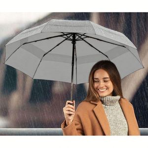 Paraguas Automático de 3 Pliegues, Resistente al Viento, Compacto, con Logotipo Personalizado, Regalo Promocional para Mujeres y Hombres, para Exteriores - Product Image 2