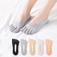 Chaussettes d'été respirantes et décontractées en coton à cinq doigts, absorbant la sueur, maille fine, chaussettes bateau à cinq doigts