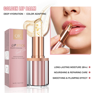 Bálsamo Labial Hidratante con Cambio de Color en Lámina Dorada, Tubo de Lujo, Lápiz Labial Impermeable, Brillo Labial Personalizado con Purpurina, Proveedor de Marca Privada - Product Image 1