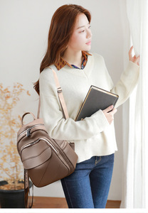 2025 nouvelle mode transfrontalière filles sac à dos Style coréen haute textuel doux en cuir PU Polyester fermeture éclair femmes voyage cartable - Product Image 4