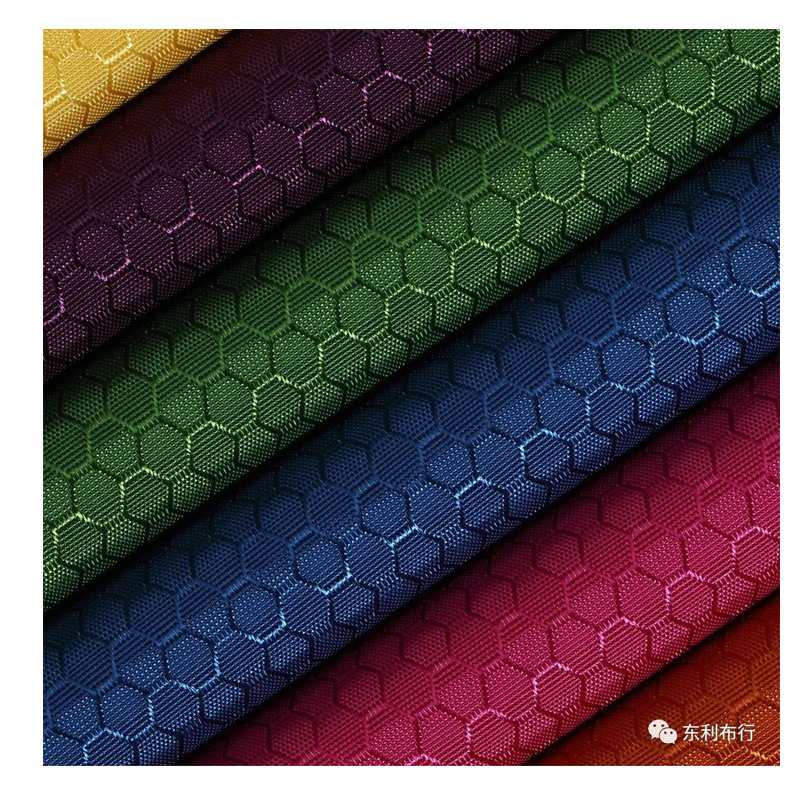 210D Nylon Fabric Ripstop Plaid Hexagon Football Pattern Style Oxford Fabric PU Coated