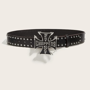 Cinturón <span class=keywords><strong>de</strong></span> <span class=keywords><strong>Cuero</strong></span> con Tachuelas Estilo Punk Rock para <span class=keywords><strong>Mujer</strong></span>, Marca JULUN, con Hebilla Grande en Forma <span class=keywords><strong>de</strong></span> Cruz, Estilo Chopper <span class=keywords><strong>de</strong></span> la Costa Oeste, para un Look Atrevido y Urbano - Product Image 6