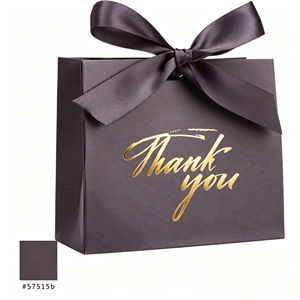 Hotsale Eco-friendly Kraft Paper Thank You Gift Bag Gold Foil Print Ribbon Bow Gift Packaging <b>For</b> Wedding Favors Party <b>Presents</b> - Product Image 3