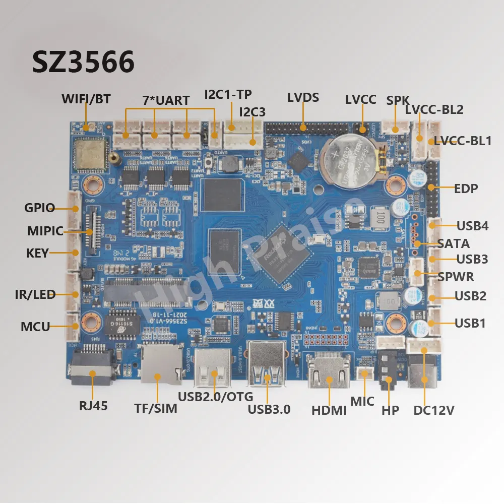 Rockchip Rk3588 на плате LVDS Vbyone 8K SIM RS232 модуль arm android 12 материнская плата