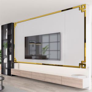 3D Acrylic Waist Line Decorative Mirror Stickers Self-Adhesive Wall <b>Cabinet</b> Diagonal Mirror Sticker for Living Dining Room - Product Image 5