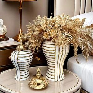 <span class=keywords><strong>Vase</strong></span> en céramique plaqué or, décoration artistique pour la maison, pot à gingembre en porcelaine pour la décoration de la pièce, meubles de salon, accessoires pour la maison - Product Image 1
