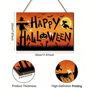 Décorations murales d'Halloween : Panneaux fantômes, nains et citrouilles en contreplaqué pour une ambiance festive - Product Image 6