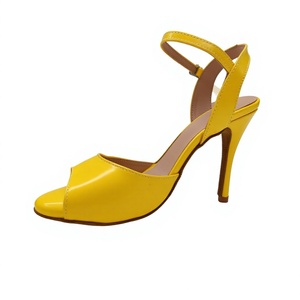 Evkoodance - Zapatos de Baile Latinos de Salsa, Tango y Salón para Mujer, Tacón de 8.5 cm, Suela de Cuero y Gamuza Amarilla, para Deportes de Baile - Product Image 2