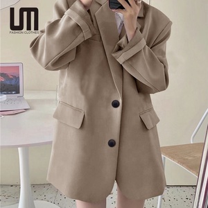 Logotipo personalizado Precio al por mayor Primavera Otoño Nuevas mujeres casuales Color sólido Botón único Trajes de talla grande Longitud media Chic Blazers - Product Image 6