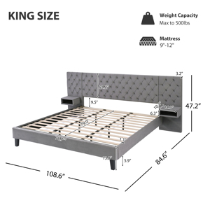 Modern Luxury Tufted King Size Bed Adjustable Storage <b>Drawers</b> Bedroom Furniture <b>Bedding</b> Set Living Room Wooden Bed Frame Queen - Product Image 3