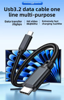 Cable de Monitor USB C a USB C 3.2 Gen 2, Cable de Pantalla USB C 4K60Hz, Transferencia de Datos de 20Gbps, Cable de Carga Ultra Rápida de Función Completa de 240W